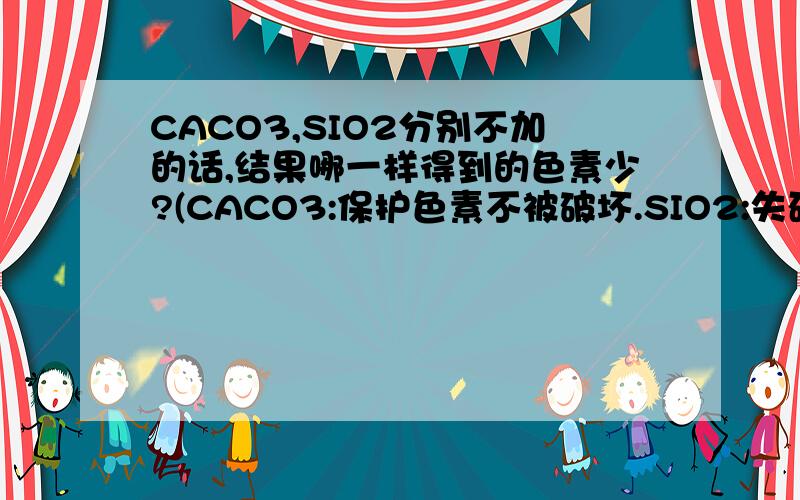 CACO3,SIO2分别不加的话,结果哪一样得到的色素少?(CACO3:保护色素不被破坏.SIO2:失研磨充分.)