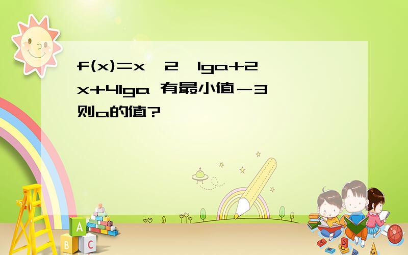 f(x)=x^2*lga+2x+4lga 有最小值－3,则a的值?