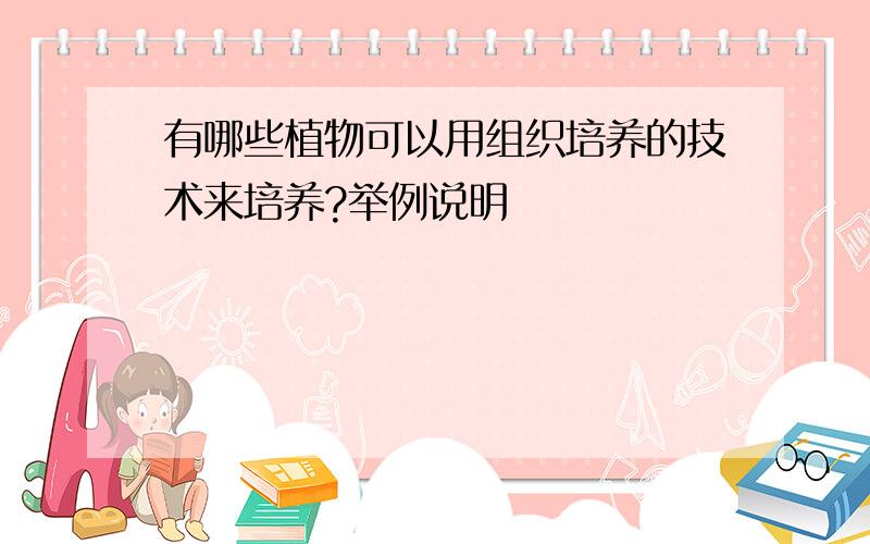 有哪些植物可以用组织培养的技术来培养?举例说明