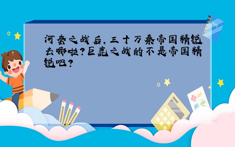 河套之战后,三十万秦帝国精锐去哪啦?巨鹿之战的不是帝国精锐吧?