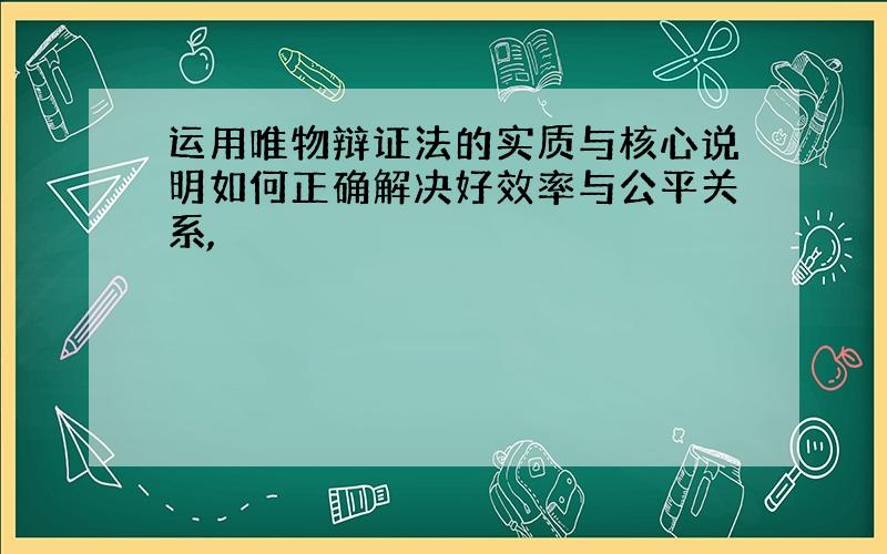 运用唯物辩证法的实质与核心说明如何正确解决好效率与公平关系,