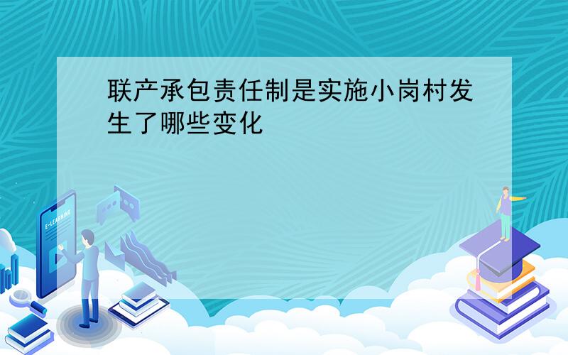 联产承包责任制是实施小岗村发生了哪些变化