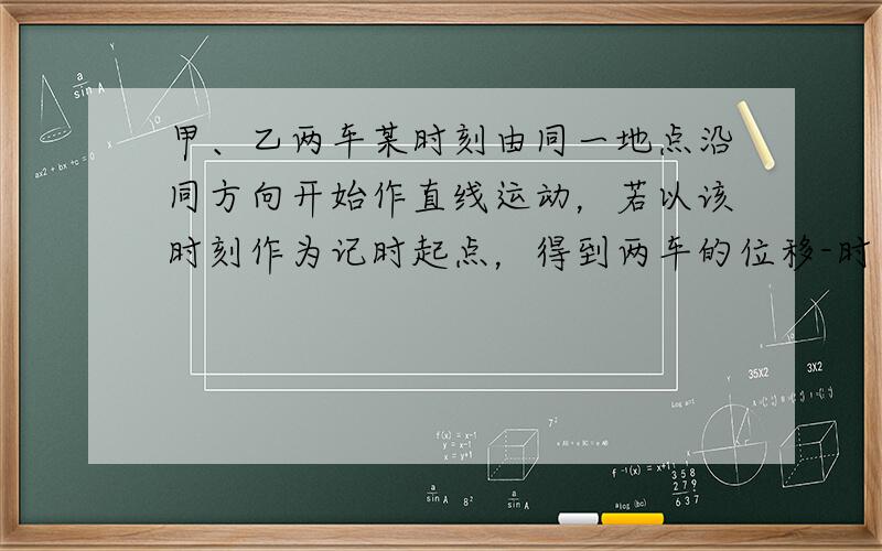 甲、乙两车某时刻由同一地点沿同方向开始作直线运动，若以该时刻作为记时起点，得到两车的位移-时间（x-t）图象如图所示，则