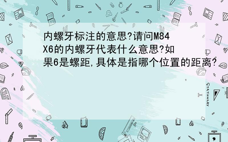 内螺牙标注的意思?请问M84X6的内螺牙代表什么意思?如果6是螺距,具体是指哪个位置的距离?