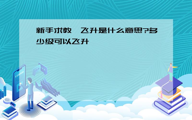 新手求教…飞升是什么意思?多少级可以飞升