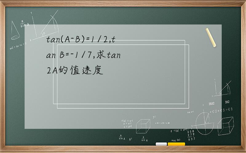 tan(A-B)=1/2,tan B=-1/7,求tan2A的值速度