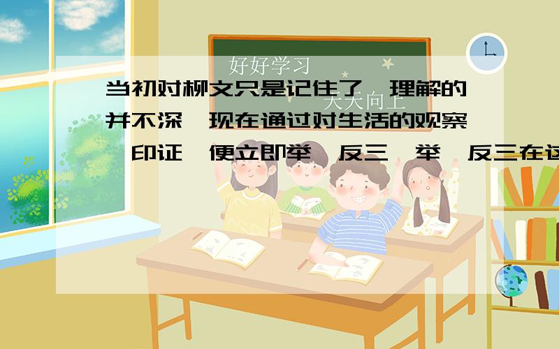 当初对柳文只是记住了,理解的并不深,现在通过对生活的观察,印证,便立即举一反三,举一反三在这里恰当