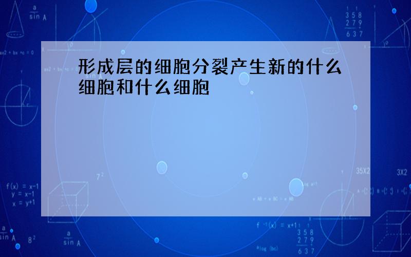 形成层的细胞分裂产生新的什么细胞和什么细胞