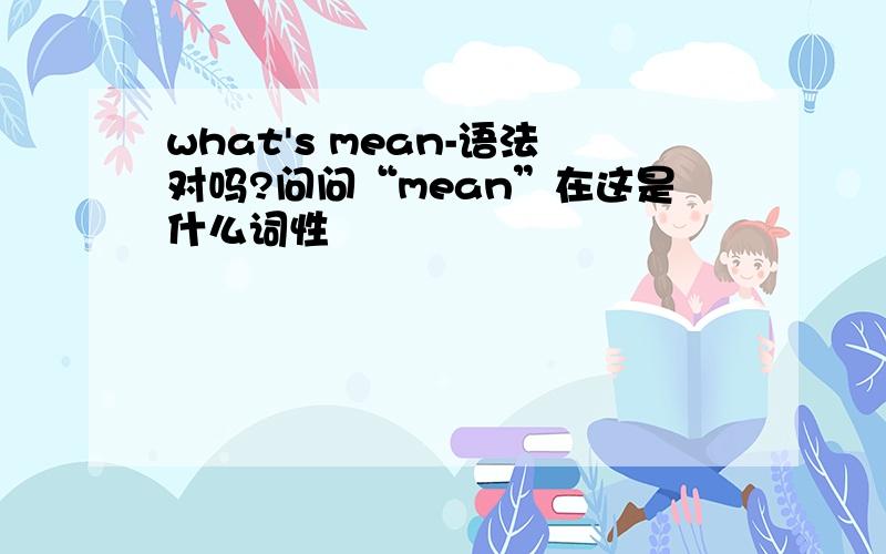 what's mean-语法对吗?问问“mean”在这是什么词性