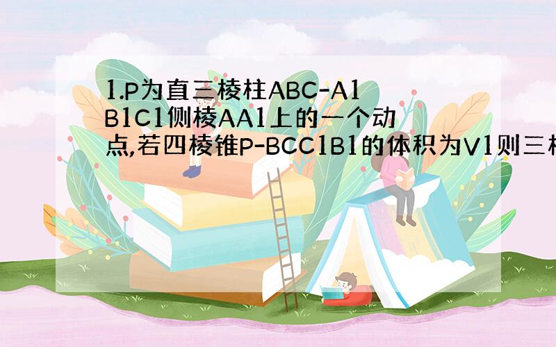 1.P为直三棱柱ABC-A1B1C1侧棱AA1上的一个动点,若四棱锥P-BCC1B1的体积为V1则三棱柱ABC-A1B1