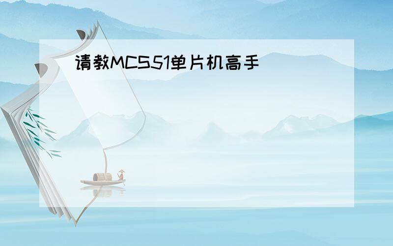 请教MCS51单片机高手