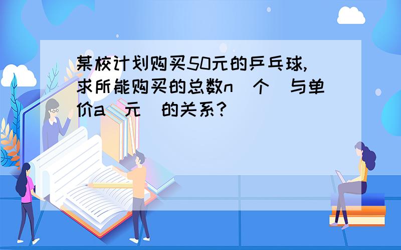 某校计划购买50元的乒乓球,求所能购买的总数n(个)与单价a(元)的关系?