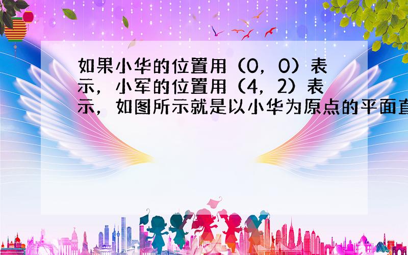 如果小华的位置用（0，0）表示，小军的位置用（4，2）表示，如图所示就是以小华为原点的平面直角坐标系的第一象限，