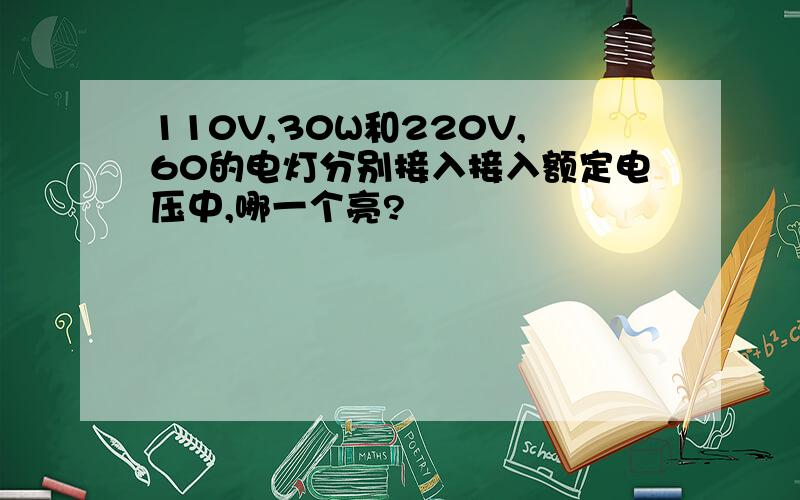 110V,30W和220V,60的电灯分别接入接入额定电压中,哪一个亮?