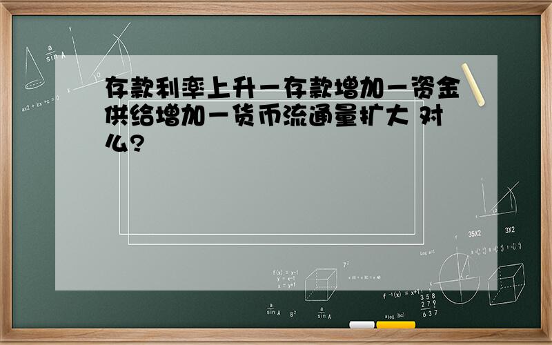 存款利率上升－存款增加－资金供给增加－货币流通量扩大 对么?