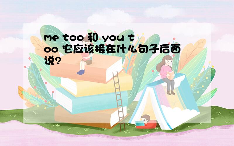 me too 和 you too 它应该接在什么句子后面说?