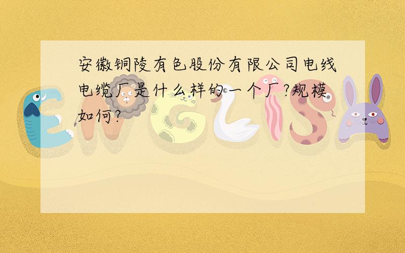 安徽铜陵有色股份有限公司电线电缆厂是什么样的一个厂?规模如何?