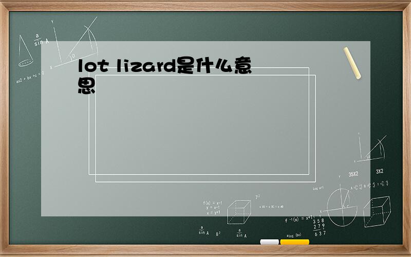 lot lizard是什么意思