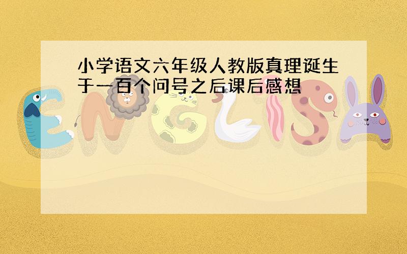 小学语文六年级人教版真理诞生于一百个问号之后课后感想