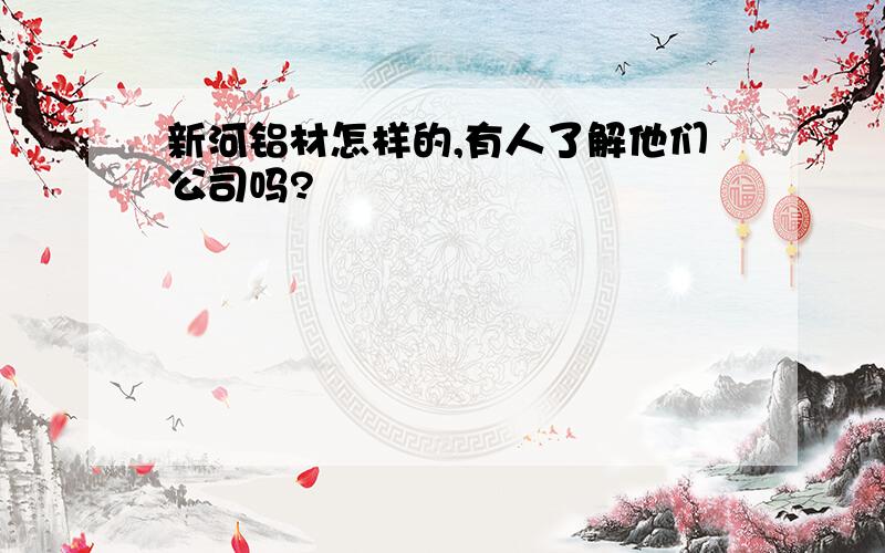 新河铝材怎样的,有人了解他们公司吗?