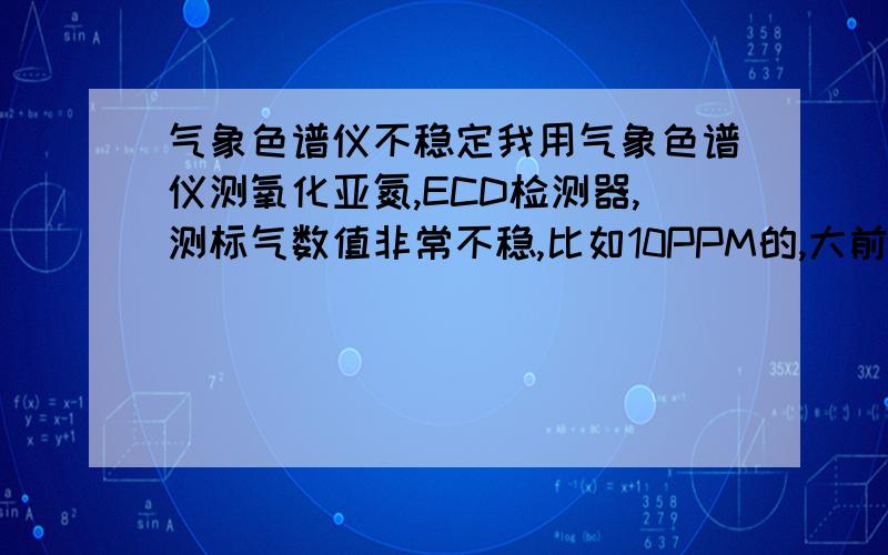 气象色谱仪不稳定我用气象色谱仪测氧化亚氮,ECD检测器,测标气数值非常不稳,比如10PPM的,大前天3万,昨天3000,