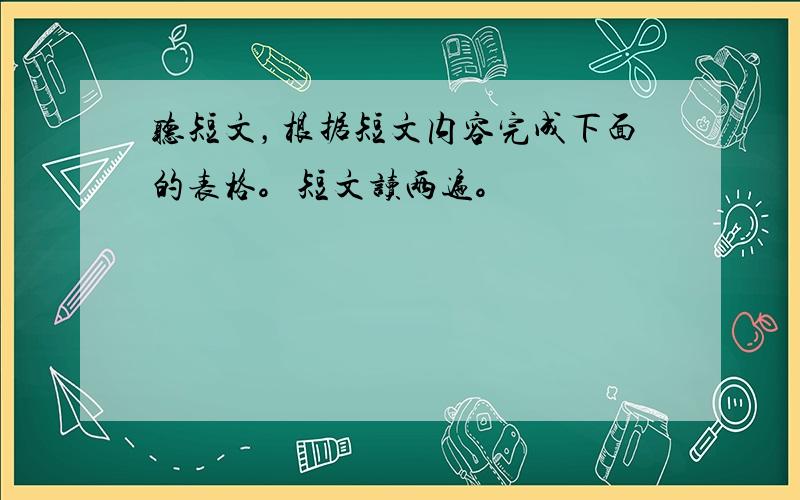 听短文，根据短文内容完成下面的表格。短文读两遍。