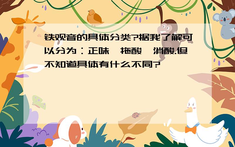 铁观音的具体分类?据我了解可以分为：正味、拖酸、消酸.但不知道具体有什么不同?