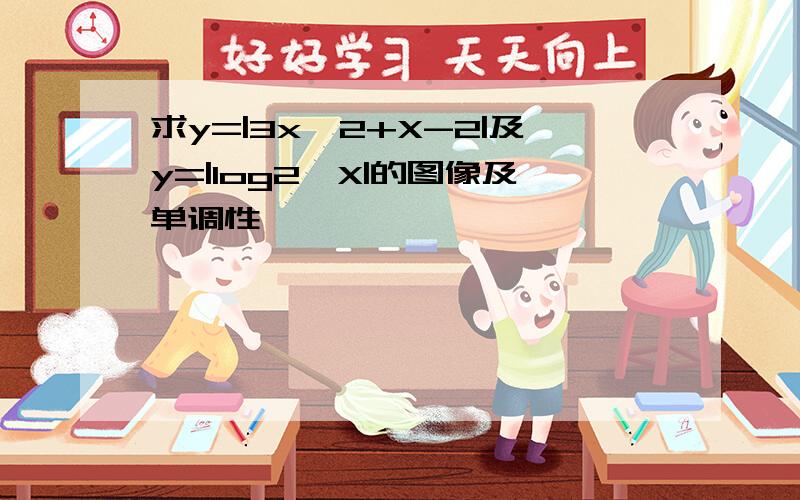 求y=|3x^2+X-2|及y=|log2^X|的图像及单调性