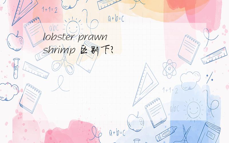 lobster prawn shrimp 区别下?