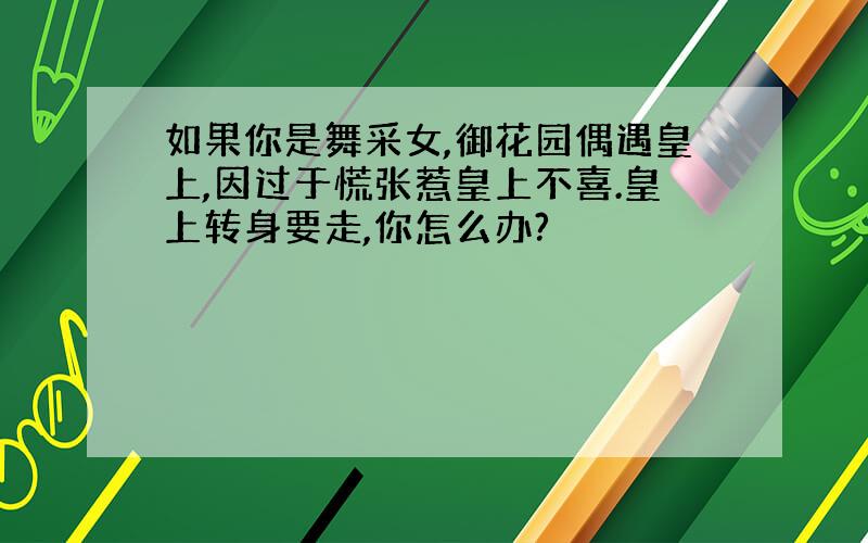 如果你是舞采女,御花园偶遇皇上,因过于慌张惹皇上不喜.皇上转身要走,你怎么办?