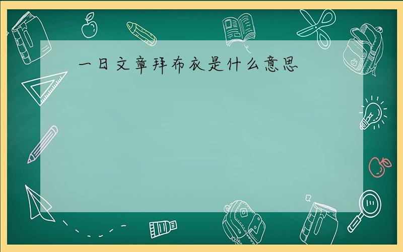 一日文章拜布衣是什么意思