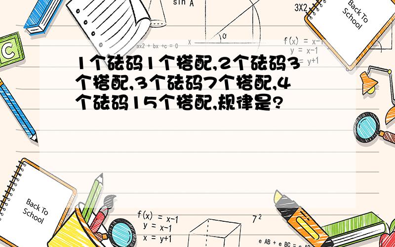 1个砝码1个搭配,2个砝码3个搭配,3个砝码7个搭配,4个砝码15个搭配,规律是?