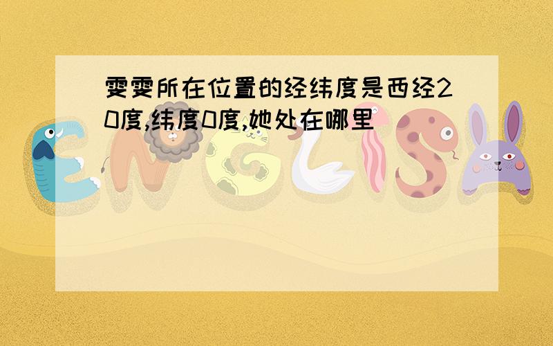 雯雯所在位置的经纬度是西经20度,纬度0度,她处在哪里