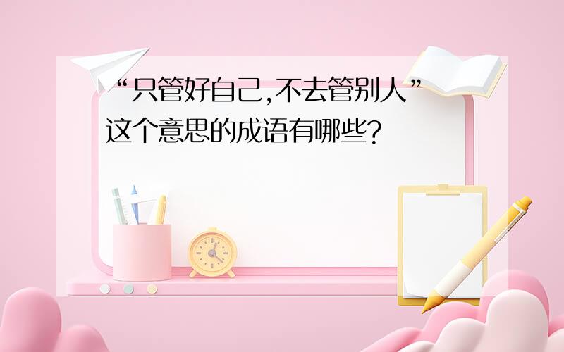 “只管好自己,不去管别人” 这个意思的成语有哪些?