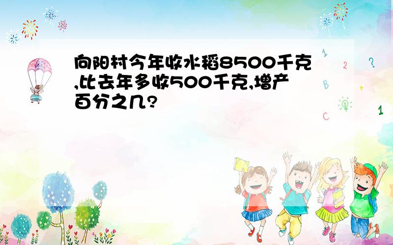 向阳村今年收水稻8500千克,比去年多收500千克,增产百分之几?