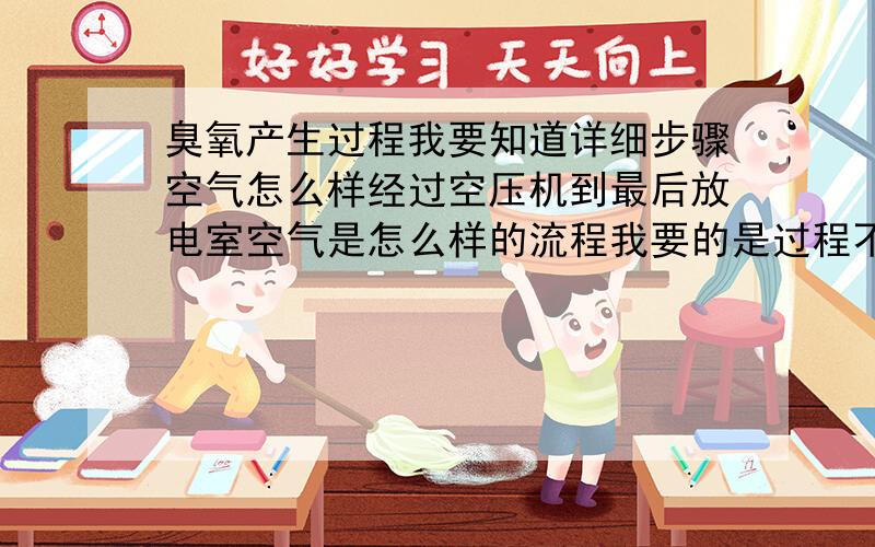 臭氧产生过程我要知道详细步骤空气怎么样经过空压机到最后放电室空气是怎么样的流程我要的是过程不是产生方法