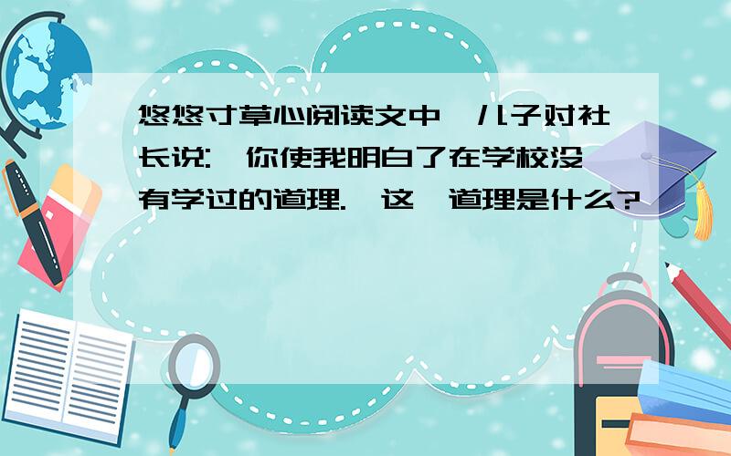 悠悠寸草心阅读文中,儿子对社长说: