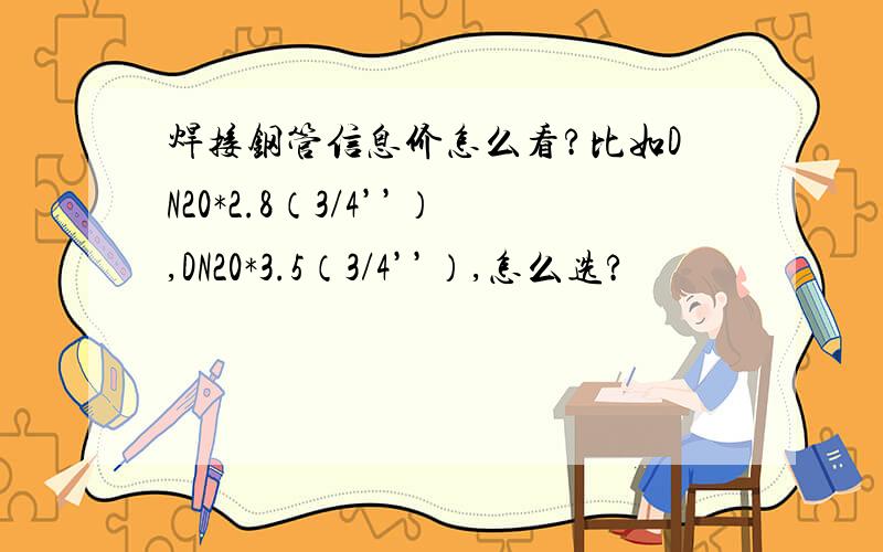 焊接钢管信息价怎么看?比如DN20*2.8（3/4’’）,DN20*3.5（3/4’’）,怎么选?