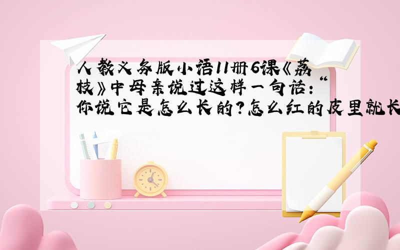 人教义务版小语11册6课《荔枝》中母亲说过这样一句话：“你说它是怎么长的?怎么红的皮里就长出这么白的肉?”