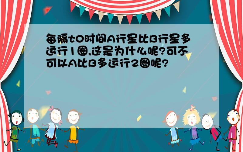 每隔t0时间A行星比B行星多运行1圈,这是为什么呢?可不可以A比B多运行2圈呢?