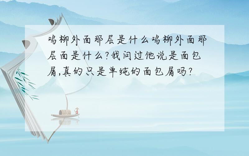 鸡柳外面那层是什么鸡柳外面那层面是什么?我问过他说是面包屑,真的只是单纯的面包屑吗?