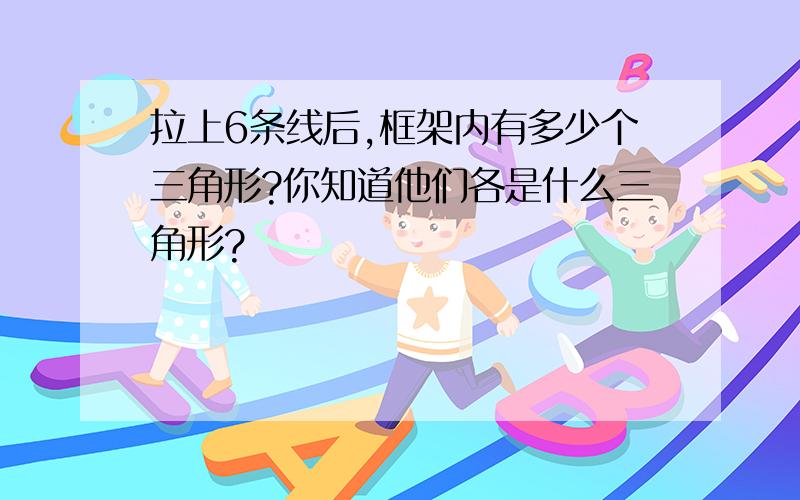 拉上6条线后,框架内有多少个三角形?你知道他们各是什么三角形?