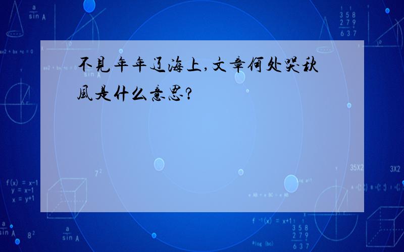 不见年年辽海上,文章何处哭秋风是什么意思?