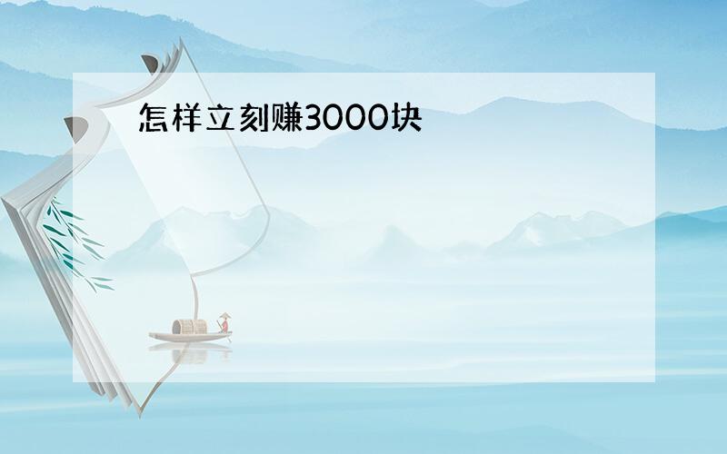 怎样立刻赚3000块