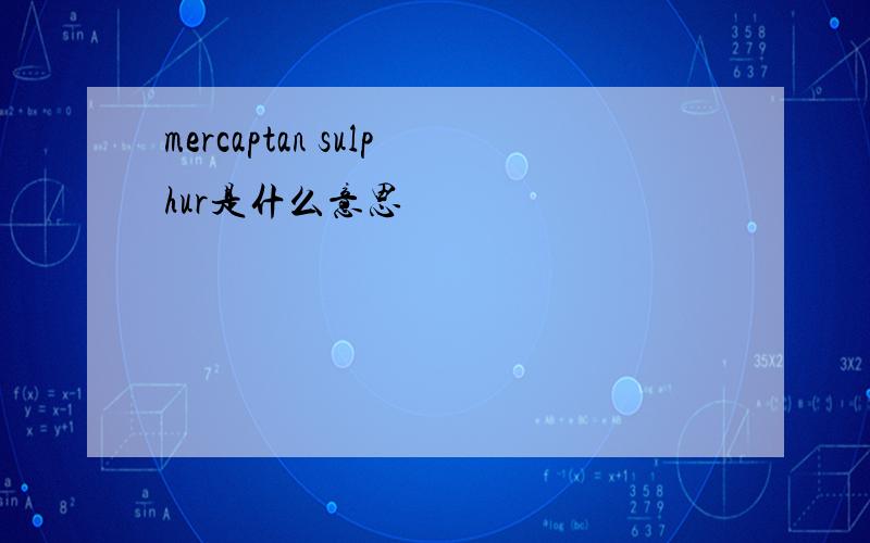 mercaptan sulphur是什么意思