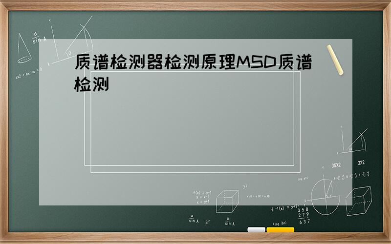 质谱检测器检测原理MSD质谱检测