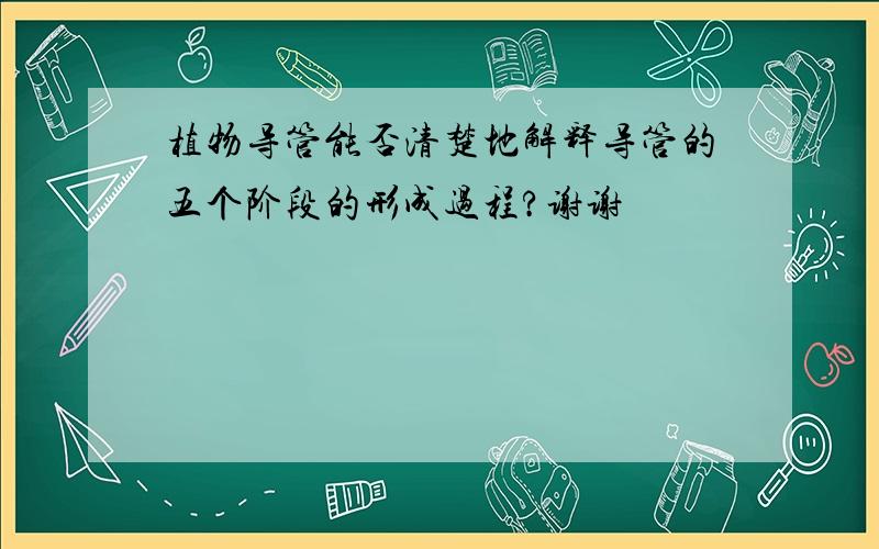 植物导管能否清楚地解释导管的五个阶段的形成过程?谢谢