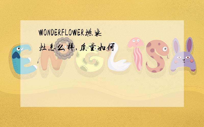 WONDERFLOWER燃气灶怎么样,质量如何