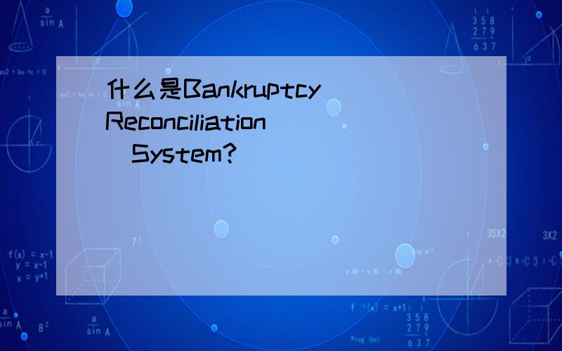 什么是Bankruptcy_Reconciliation_System?