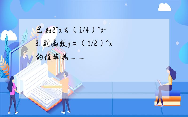 已知2^x≤(1/4)^x-3,则函数y=(1/2)^x的值域为__